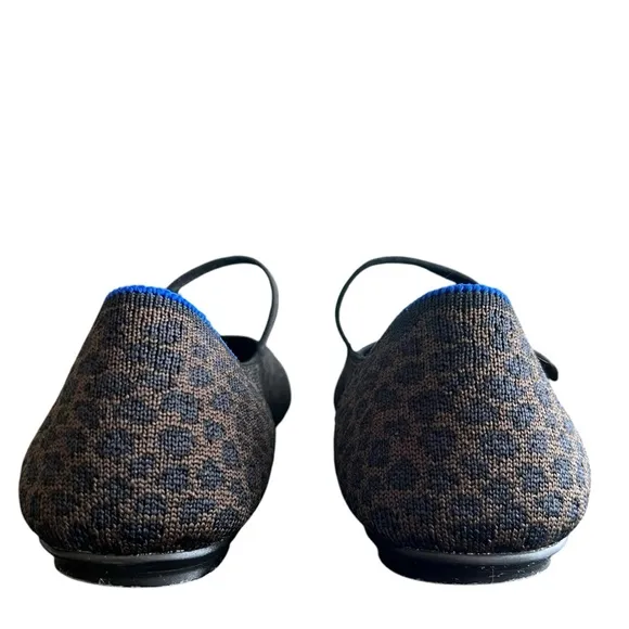 Rothy’s Women’s The Square Mary Jane Chocolate Spot Leopard Print Knit Flats 8.5