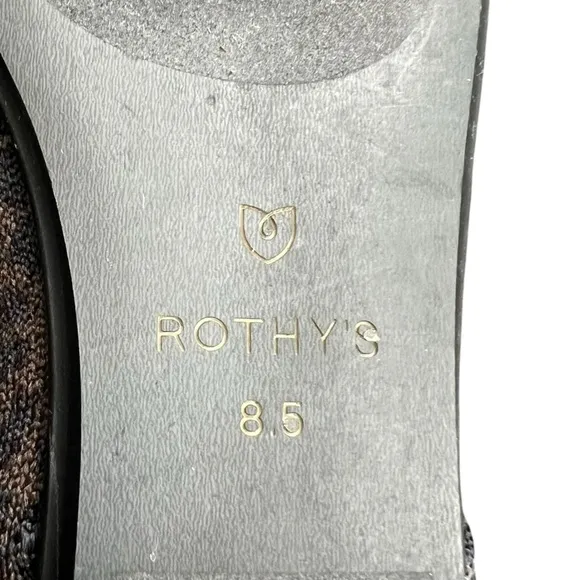 Rothy’s Women’s The Square Mary Jane Chocolate Spot Leopard Print Knit Flats 8.5
