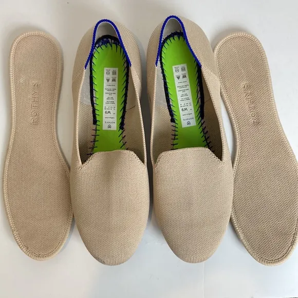 Rothy’s The Loafer Ecru Beige Flats Size 9 Neutral Casual Washable Preppy