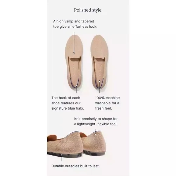 Rothy’s The Loafer Ecru Beige Flats Size 9 Neutral Casual Washable Preppy