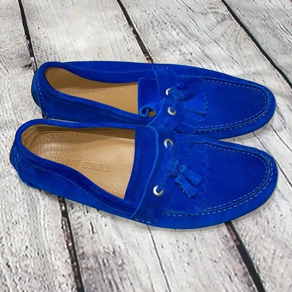 Royal Blue Jimmy Choo Suede 'Eaton' Driving Loafers