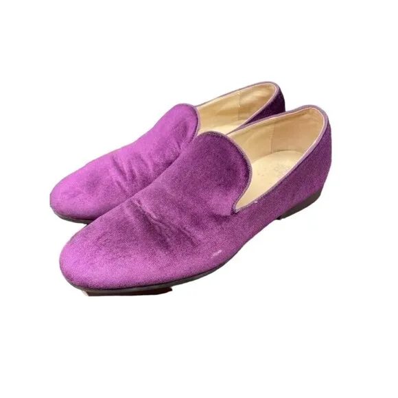 Royal Swank Purple Crushed Velvet Slip On Loafers driving shoes moccasins shoe 9