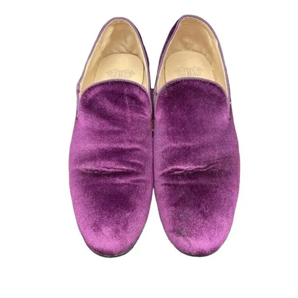 Royal Swank Purple Crushed Velvet Slip On Loafers driving shoes moccasins shoe 9