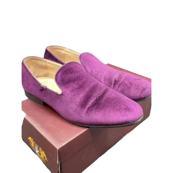 Royal Swank Purple Crushed Velvet Slip On Loafers driving shoes moccasins shoe 9