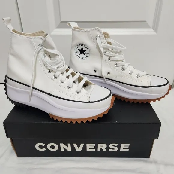 Run Star Hike Canvas Platform W8  M6.5 White/Black/Gum NIB