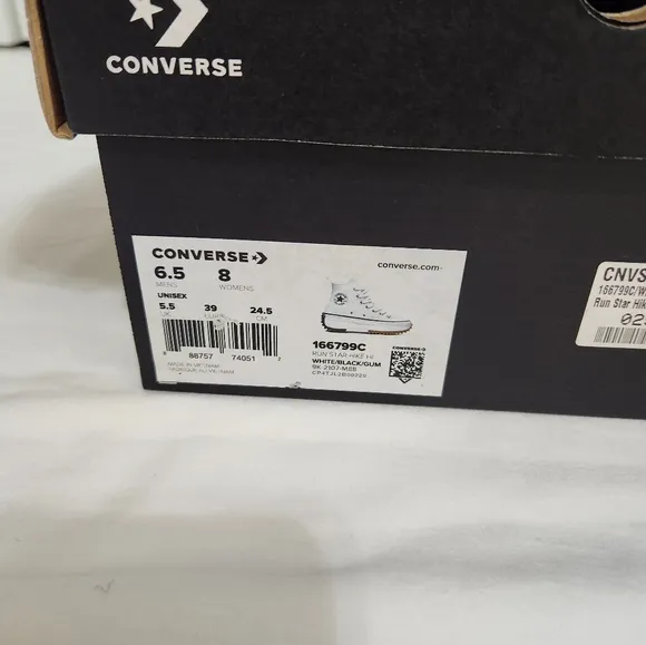 Run Star Hike Canvas Platform W8  M6.5 White/Black/Gum NIB