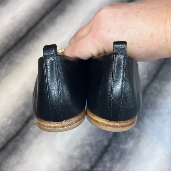 Rupert Sanderson Vedette Gold Emblem Black Leather Flats