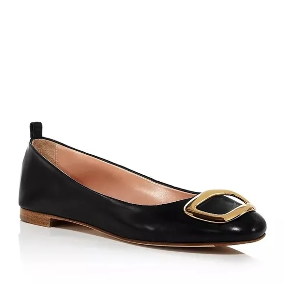 Rupert Sanderson Vedette Leather Buckle Ballet Flats 37