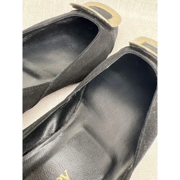 Russell Bromley Black Suede Buckle Ballet Flats Made in Italy EU41 US10 Italy