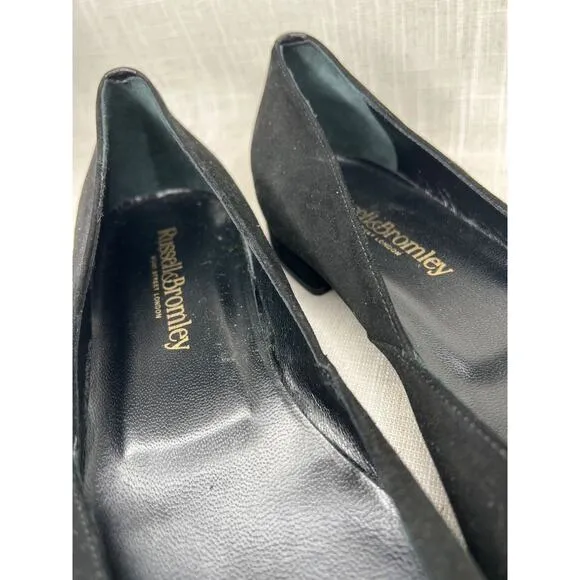 Russell Bromley Black Suede Buckle Ballet Flats Made in Italy EU41 US10 Italy