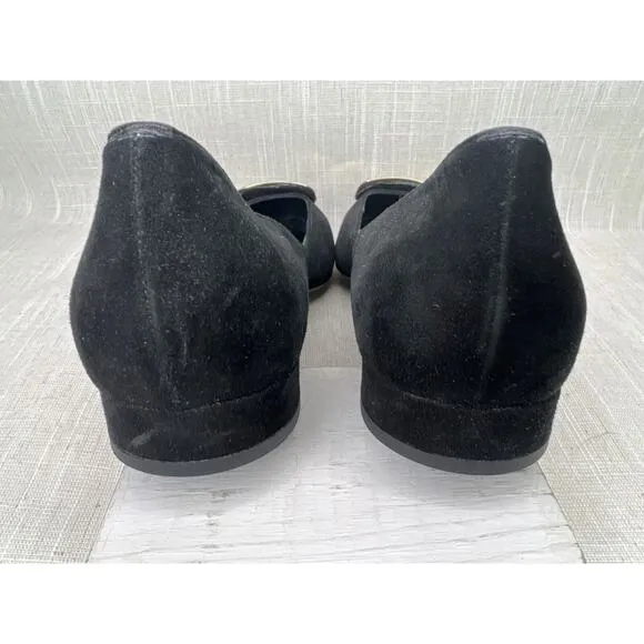 Russell Bromley Black Suede Buckle Ballet Flats Made in Italy EU41 US10 Italy