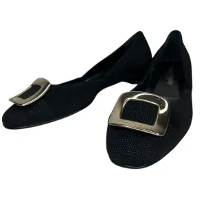 Russell Bromley Black Suede Buckle Ballet Flats Made in Italy EU41 US10 Italy