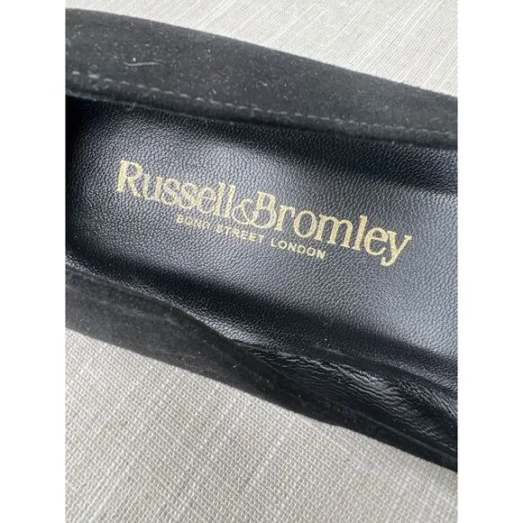 Russell Bromley Black Suede Buckle Ballet Flats Made in Italy EU41 US10 Italy