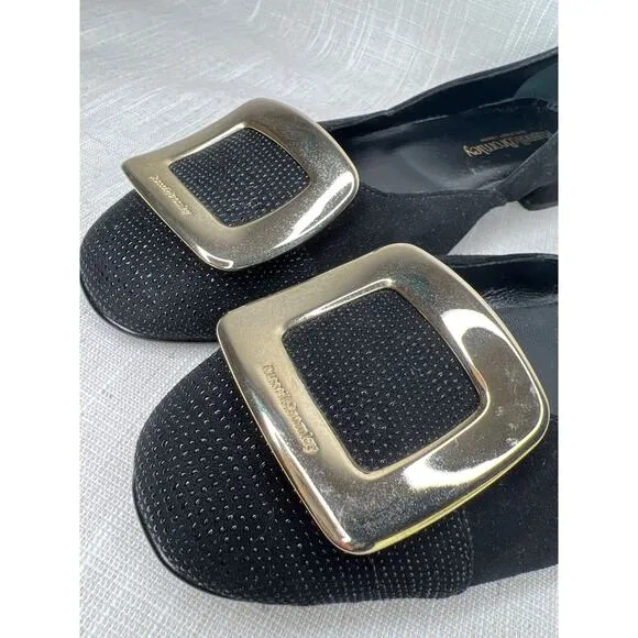 Russell Bromley Black Suede Buckle Ballet Flats Made in Italy EU41 US10 Italy