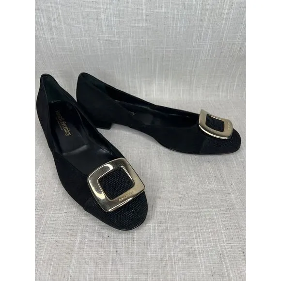 Russell Bromley Black Suede Buckle Ballet Flats Made in Italy EU41 US10 Italy