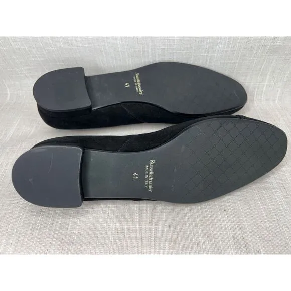 Russell Bromley Black Suede Buckle Ballet Flats Made in Italy EU41 US10 Italy