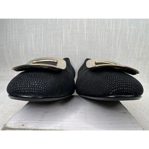 Russell Bromley Black Suede Buckle Ballet Flats Made in Italy EU41 US10 Italy