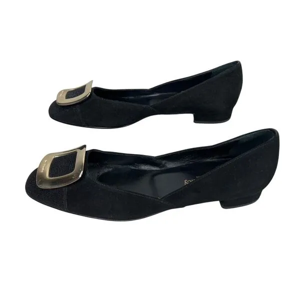 Russell Bromley Black Suede Buckle Ballet Flats Made in Italy EU41 US10 Italy