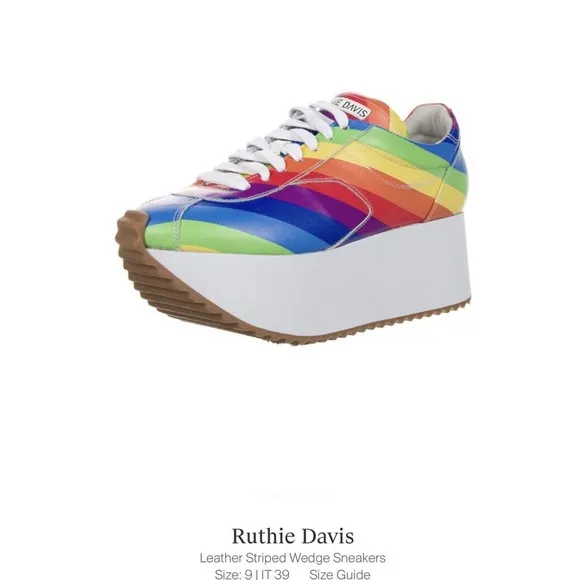 RUTHIE DAVIS RAINBOW &quot;PRIDE&quot; PLATFORM SNEAKERS, RARE FIND!