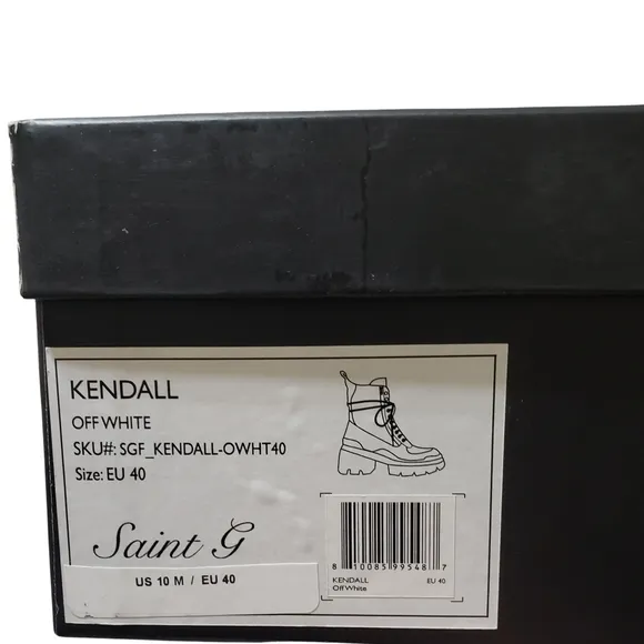 Saint G Kendall Combat Boots Lug Sole Suede/Leather Women 10 Off White NIB