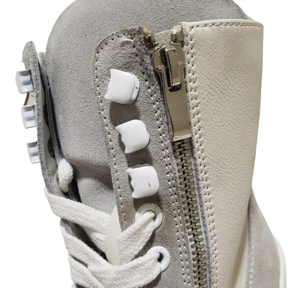 Saint G Kendall Combat Boots Lug Sole Suede/Leather Women 10 Off White NIB