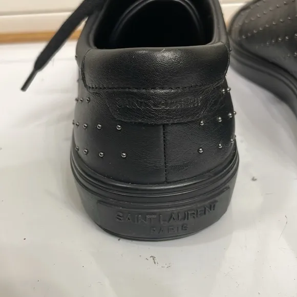Saint Laurent Andy Low-Top Studded Leather Sneakers.