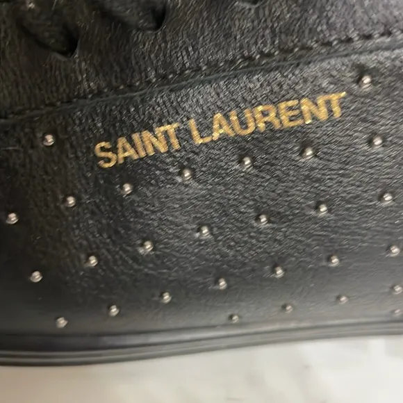 Saint Laurent Andy Low-Top Studded Leather Sneakers.