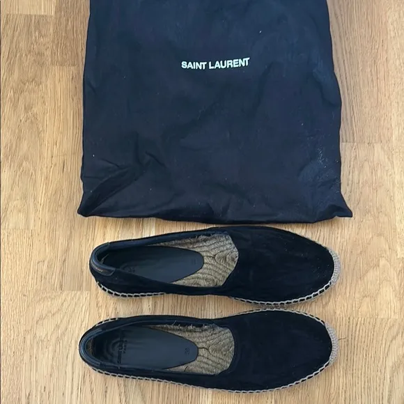 Saint Laurent Black Loafers with Suede Upper