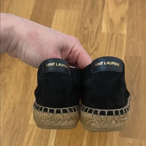 Saint Laurent Black Loafers with Suede Upper