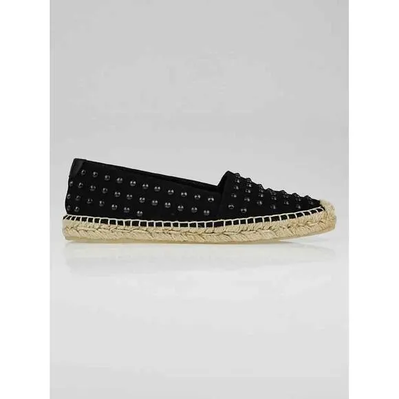 Saint Laurent Black Studded Canvas Espadrilles