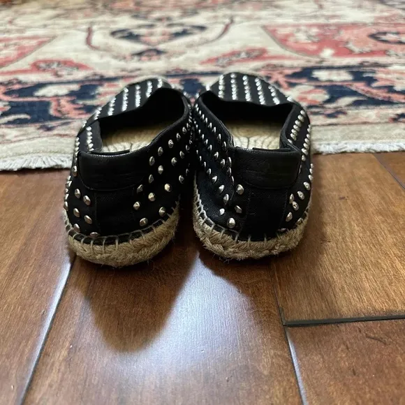 Saint Laurent Black Studded Canvas Espadrilles
