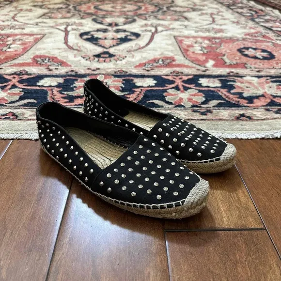 Saint Laurent Black Studded Canvas Espadrilles