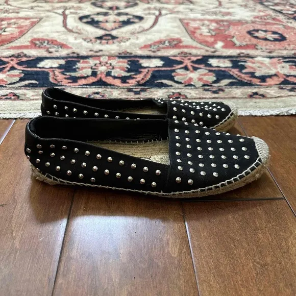 Saint Laurent Black Studded Canvas Espadrilles