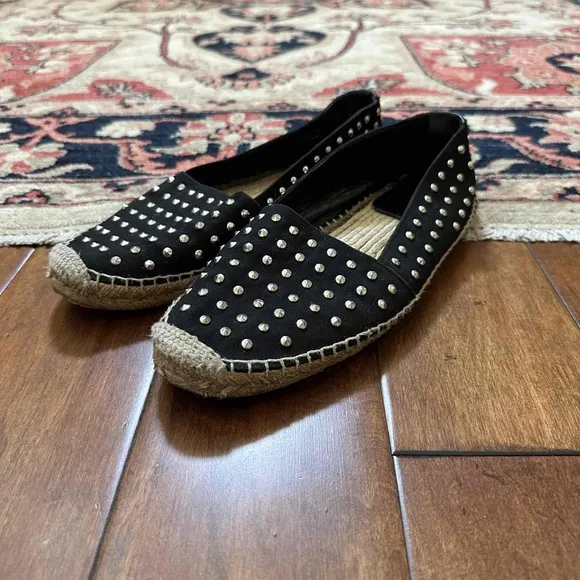 Saint Laurent Black Studded Canvas Espadrilles