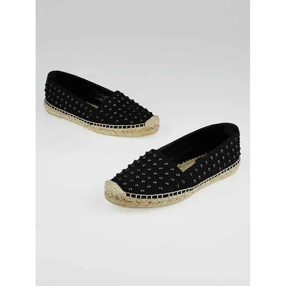 Saint Laurent Black Studded Canvas Espadrilles