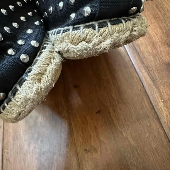 Saint Laurent Black Studded Canvas Espadrilles