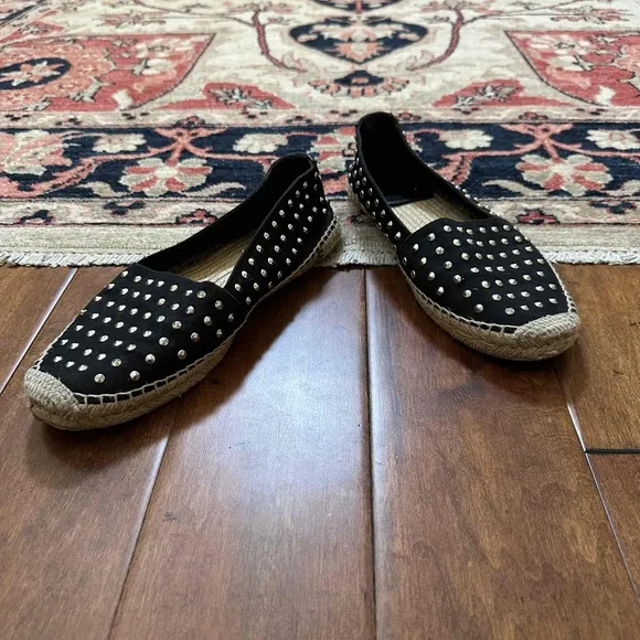 Saint Laurent Black Studded Canvas Espadrilles