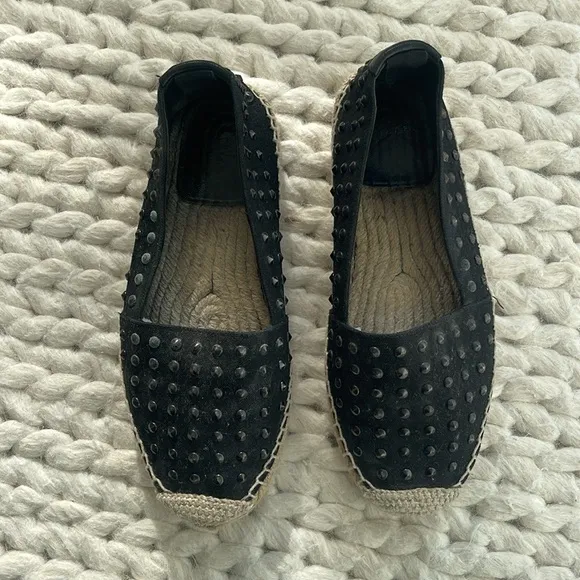 SAINT LAURENT Canvas Studded Accents Espadrilles Size 36