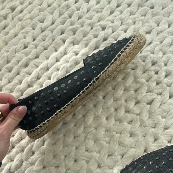 SAINT LAURENT Canvas Studded Accents Espadrilles Size 36