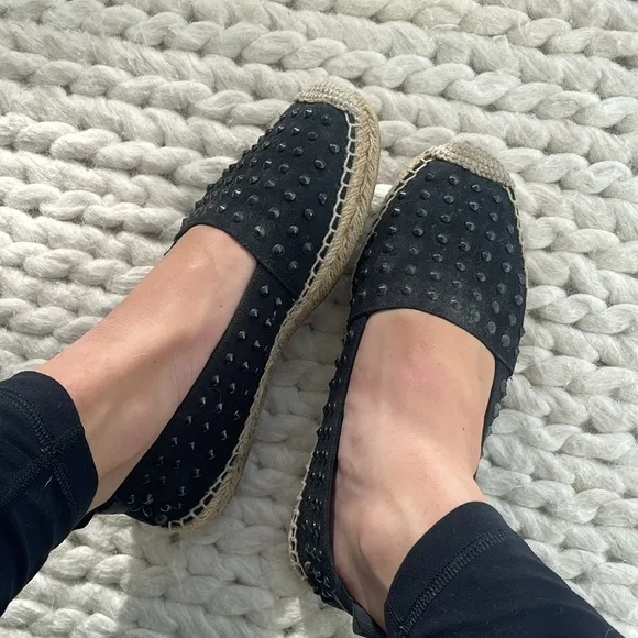 SAINT LAURENT Canvas Studded Accents Espadrilles Size 36