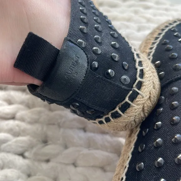SAINT LAURENT Canvas Studded Accents Espadrilles Size 36