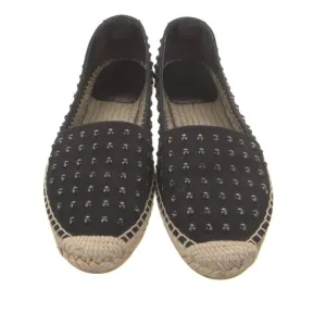 SAINT LAURENT Canvas Studded Accents Espadrilles Size 36