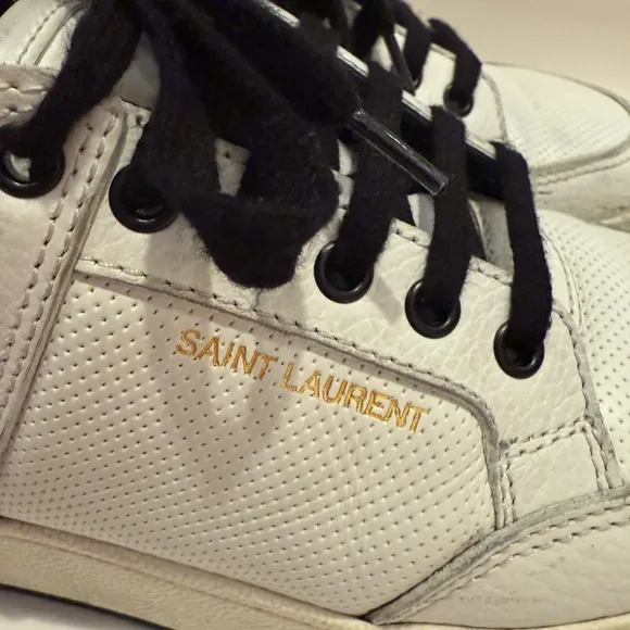 Saint Laurent White and Black Low-Top Sneakers