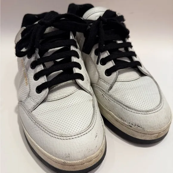 Saint Laurent White and Black Low-Top Sneakers