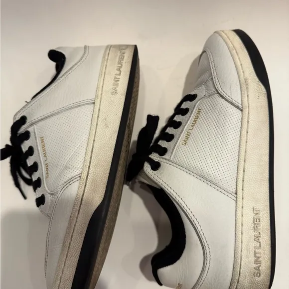 Saint Laurent White and Black Low-Top Sneakers