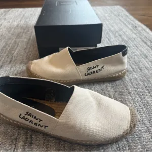 Saint Laurent Women's Cream Espadrilles canvas Plato/Moon Plus 37
