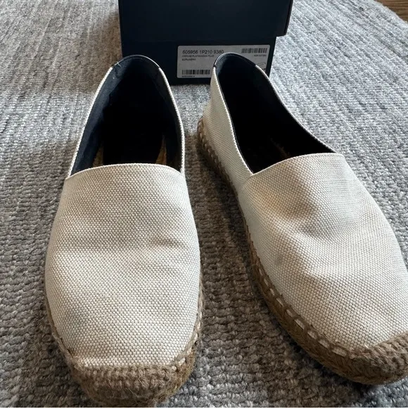 Saint Laurent Women's Cream Espadrilles canvas Plato/Moon Plus 37