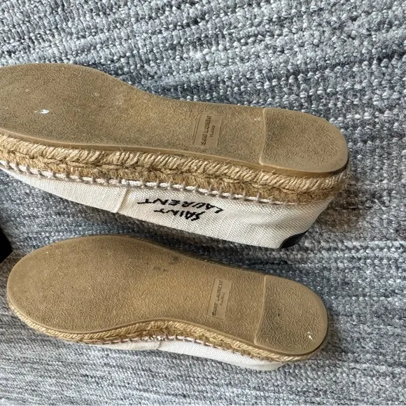 Saint Laurent Women's Cream Espadrilles canvas Plato/Moon Plus 37