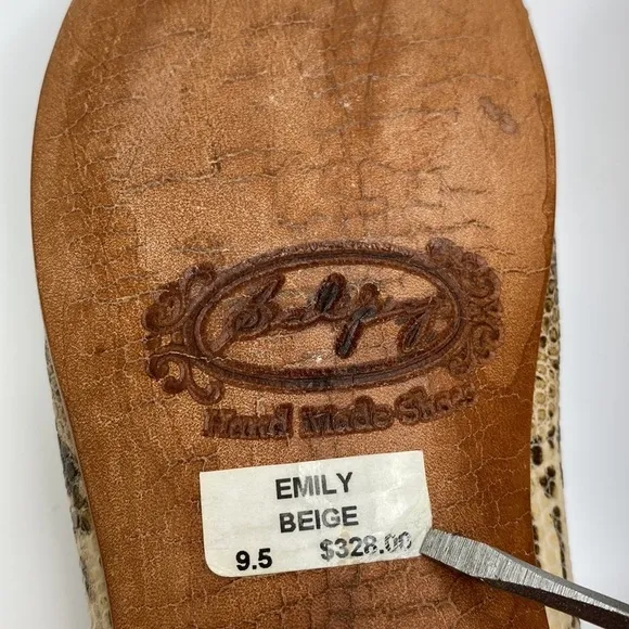 Salpy Hand Made Shoes Emily Flats Snake Print size 9-1/2