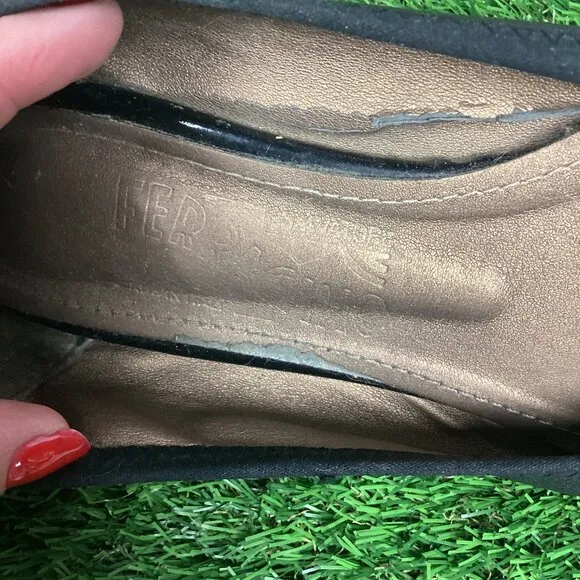 Salvatore Ferragamo Balla Flats Black Leather 37.5